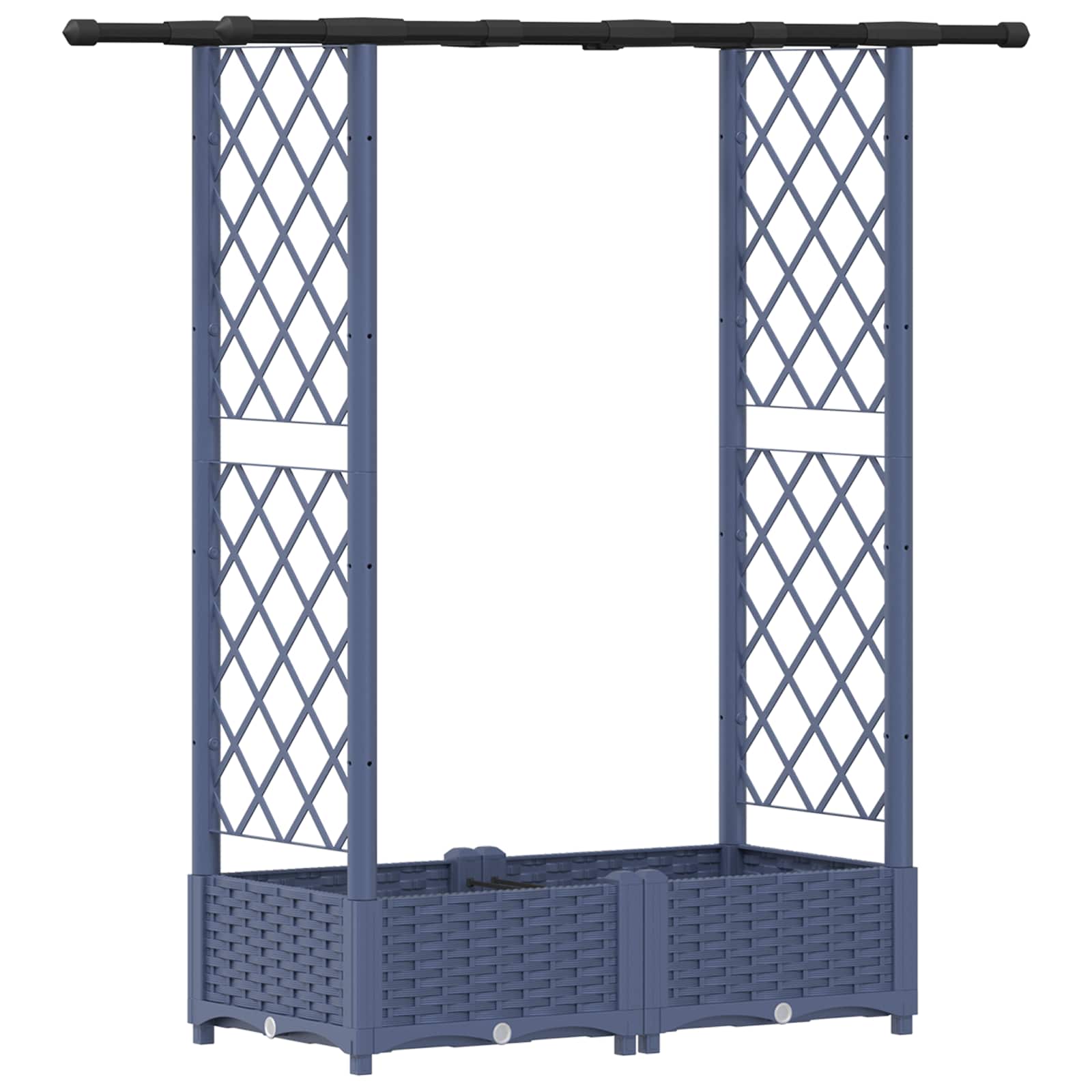 Verhoogd Bed met Trellis en Dak Grijs 122,5 x 40 x 123 cm PP
