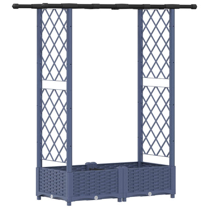 Verhoogd Bed met Trellis en Dak Grijs 122,5 x 40 x 123 cm PP