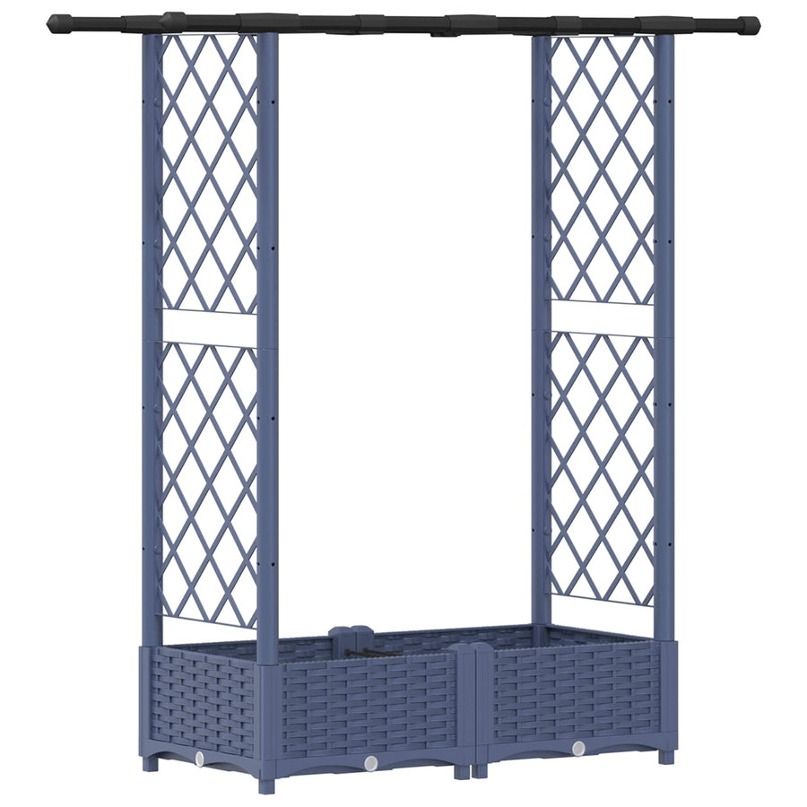 Verhoogd Bed met Trellis en Dak Grijs 122,5 x 40 x 123 cm PP