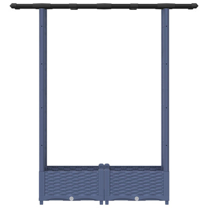 Verhoogd Bed met Trellis en Dak Grijs 122,5 x 40 x 123 cm PP