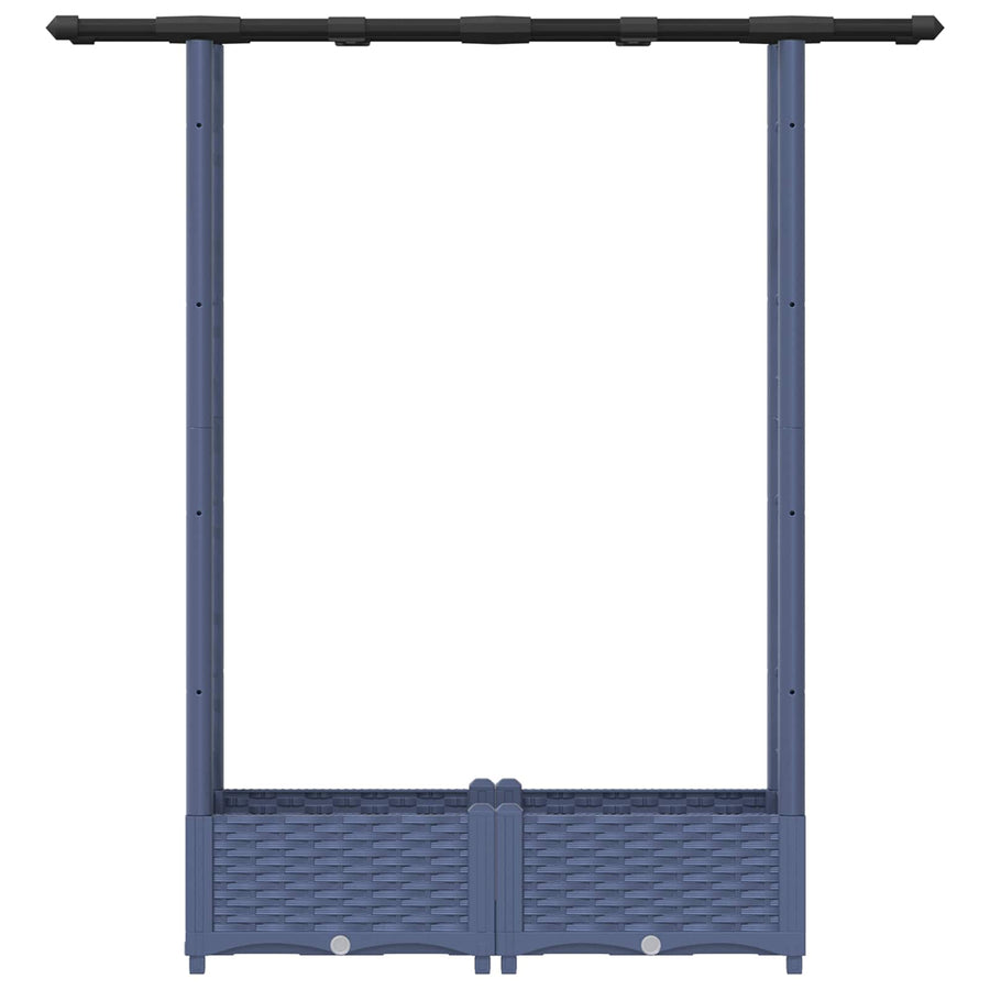 Verhoogd Bed met Trellis en Dak Grijs 122,5 x 40 x 123 cm PP