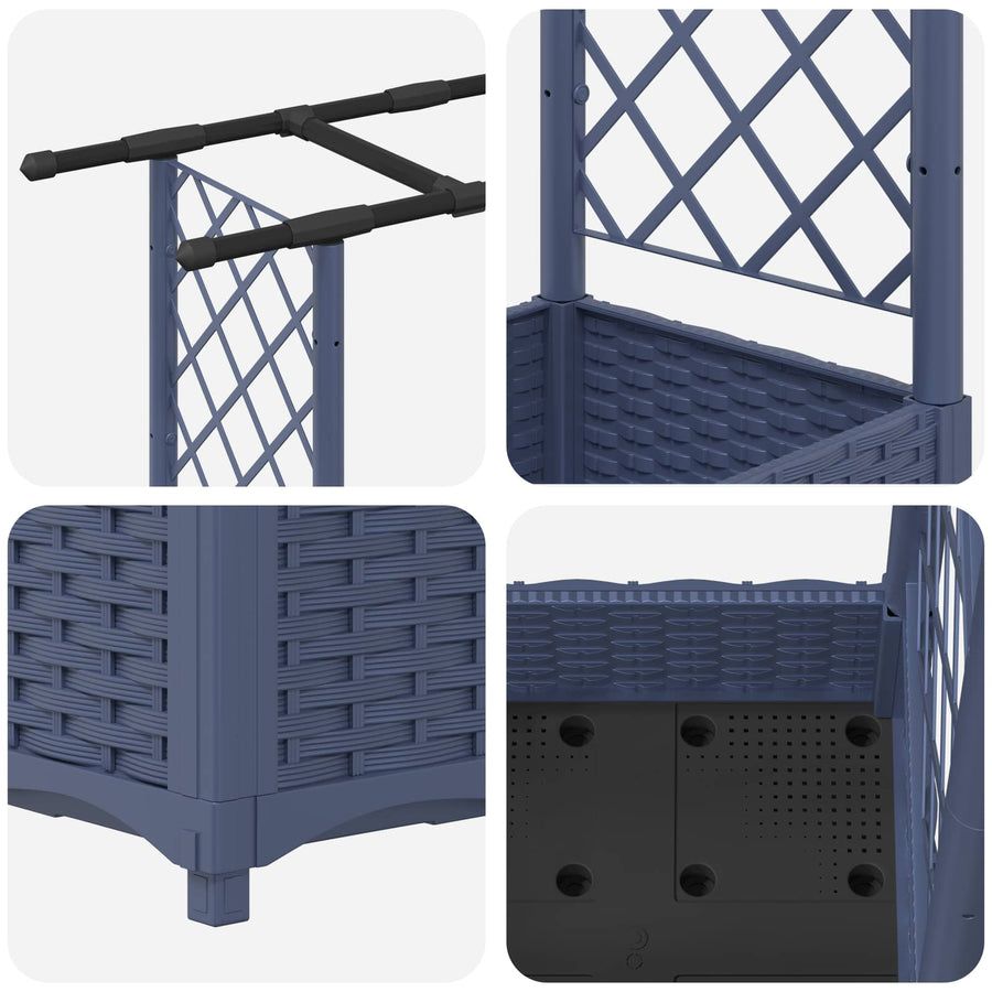 Verhoogd Bed met Trellis en Dak Grijs 164 x 40 x 123 cm PP