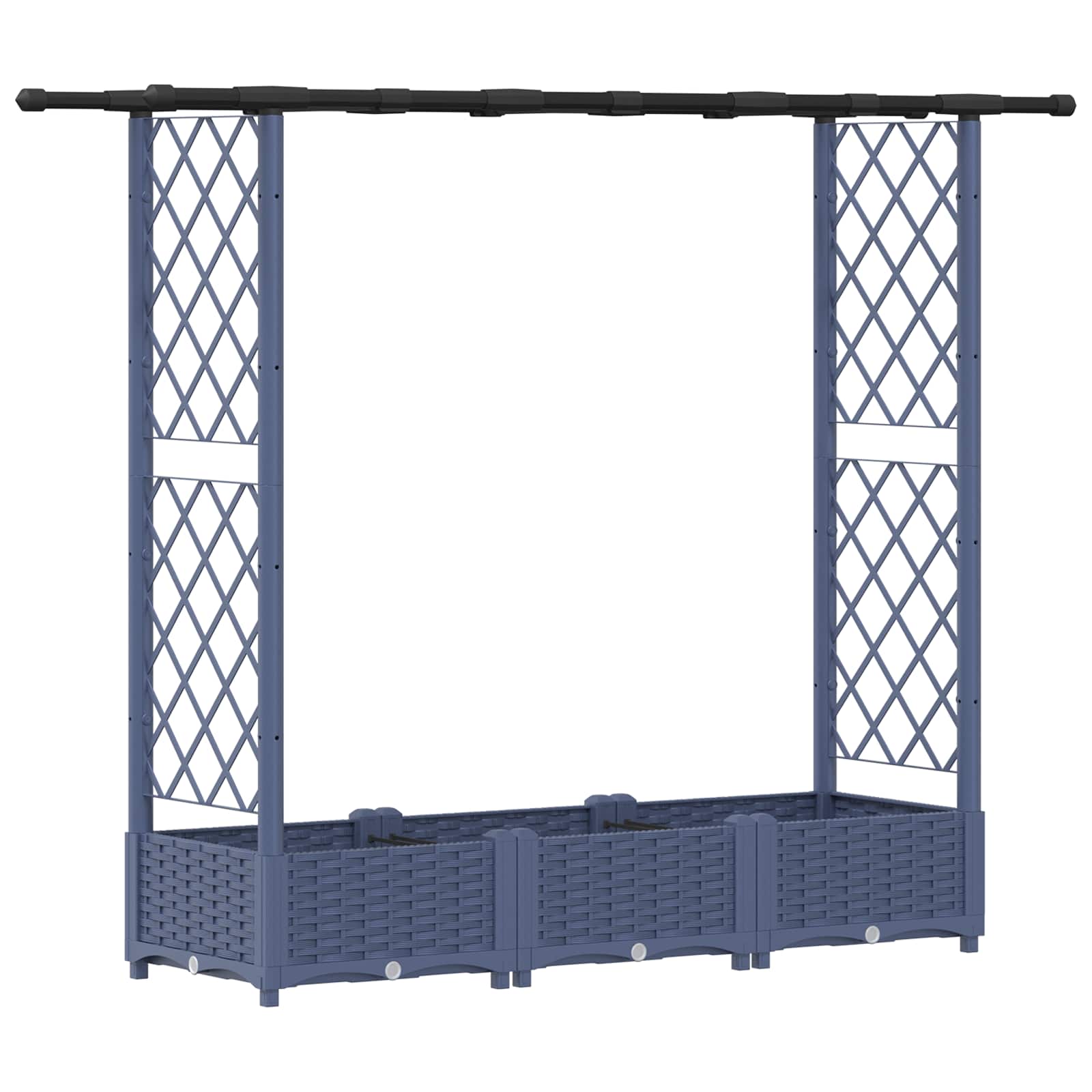 Verhoogd Bed met Trellis en Dak Grijs 164 x 40 x 123 cm PP