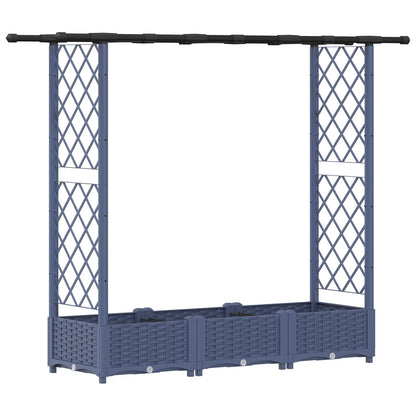 Verhoogd Bed met Trellis en Dak Grijs 164 x 40 x 123 cm PP