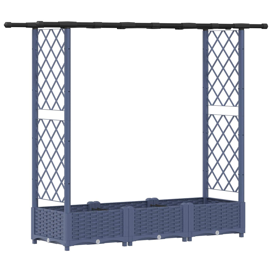 Verhoogd Bed met Trellis en Dak Grijs 164 x 40 x 123 cm PP