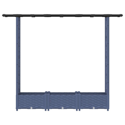 Verhoogd Bed met Trellis en Dak Grijs 164 x 40 x 123 cm PP