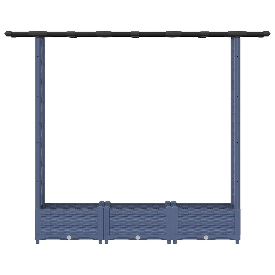 Verhoogd Bed met Trellis en Dak Grijs 164 x 40 x 123 cm PP