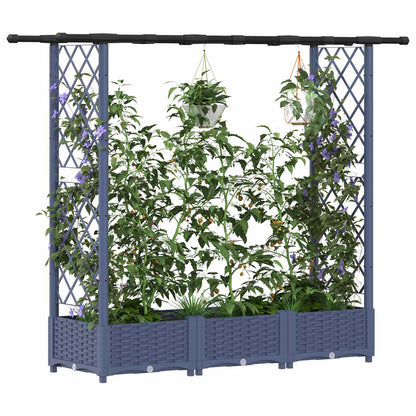 Verhoogd Bed met Trellis en Dak Grijs 164 x 40 x 123 cm PP