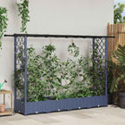 Verhoogd tuinbed 203x40x123 cm grijs PP met dak en trellis