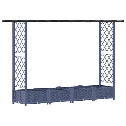 Verhoogd Bed met Trellis en Dak Grijs 203 x 40 x 123 cm PP
