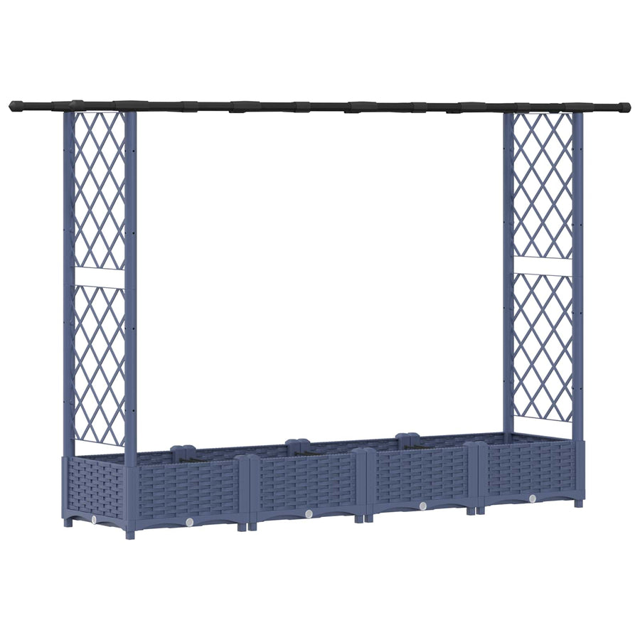 Verhoogd Bed met Trellis en Dak Grijs 203 x 40 x 123 cm PP