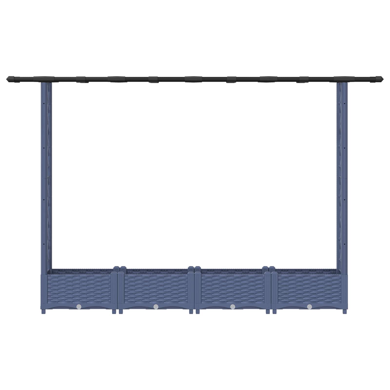 Verhoogd Bed met Trellis en Dak Grijs 203 x 40 x 123 cm PP