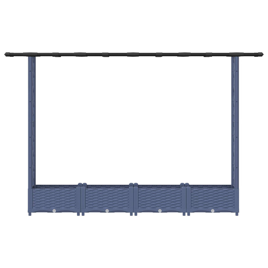 Verhoogd Bed met Trellis en Dak Grijs 203 x 40 x 123 cm PP