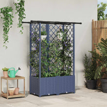 Verhoogd Bed met Trellis en Dak Grijs 124,5 x 40 x 138 cm PP