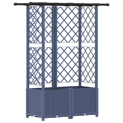 Verhoogd Bed met Trellis en Dak Grijs 124,5 x 40 x 138 cm PP