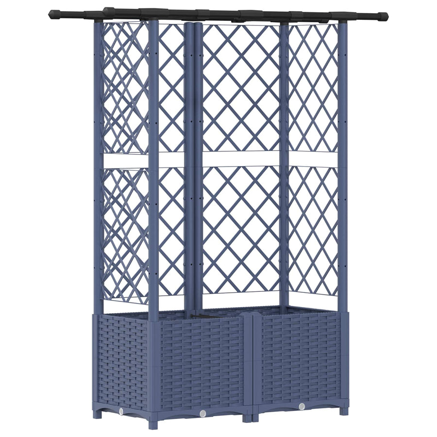 Verhoogd Bed met Trellis en Dak Grijs 124,5 x 40 x 138 cm PP