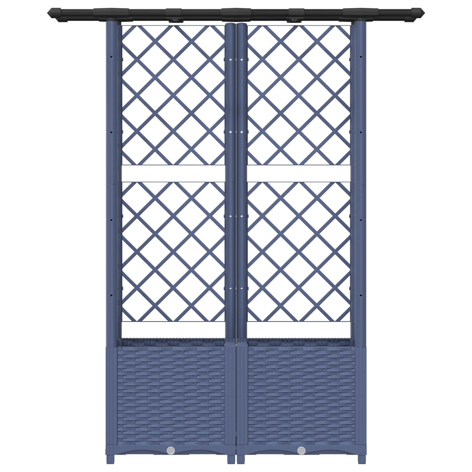 Verhoogd Bed met Trellis en Dak Grijs 124,5 x 40 x 138 cm PP