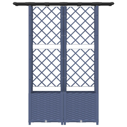 Verhoogd Bed met Trellis en Dak Grijs 124,5 x 40 x 138 cm PP