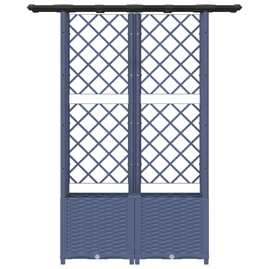 Verhoogd Bed met Trellis en Dak Grijs 124,5 x 40 x 138 cm PP