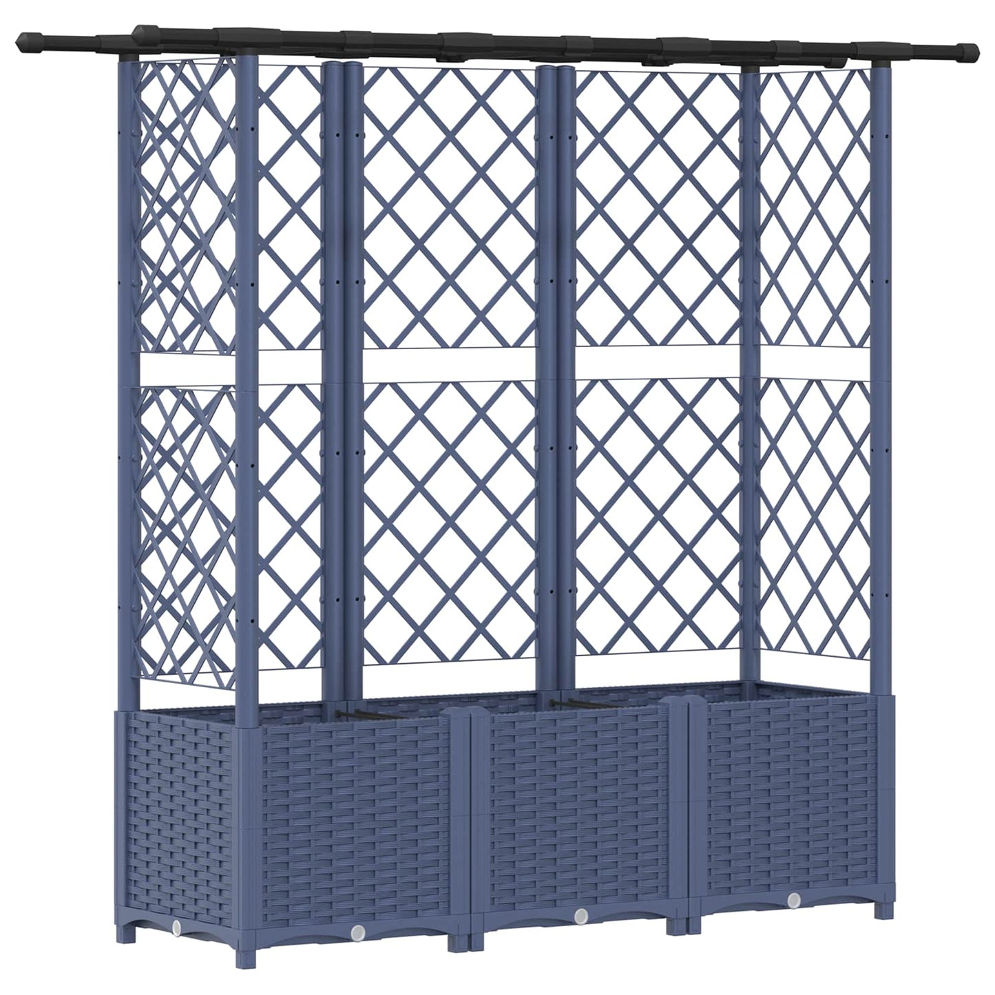 Verhoogd Bed met Trellis en Dak Grijs 162,5 x 40 x 138 cm PP