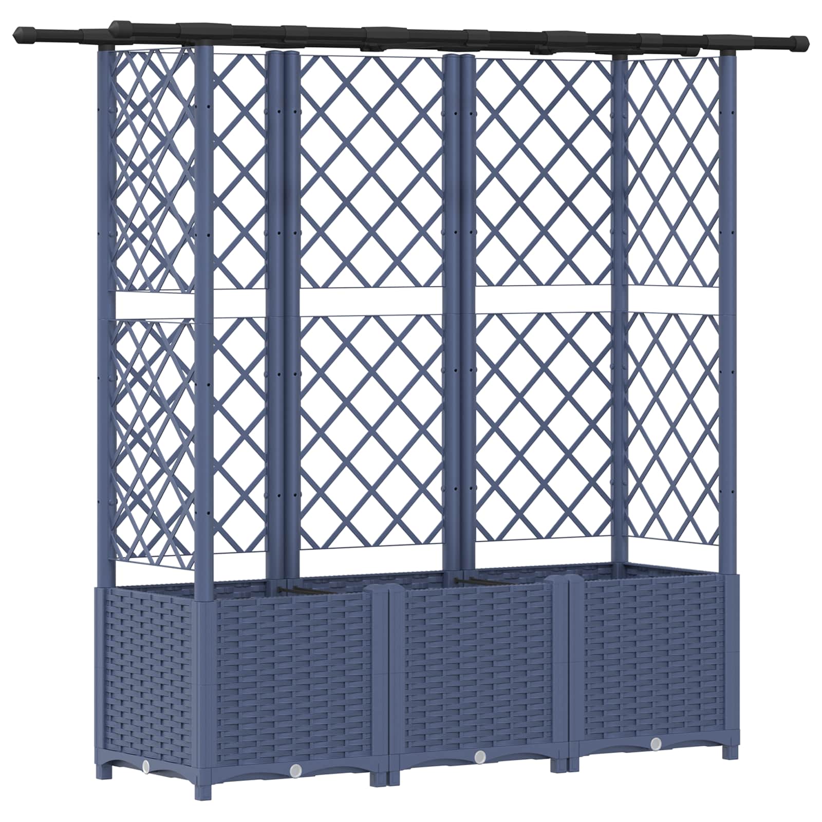 Verhoogd Bed met Trellis en Dak Grijs 162,5 x 40 x 138 cm PP