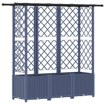 Verhoogd Bed met Trellis en Dak Grijs 162,5 x 40 x 138 cm PP