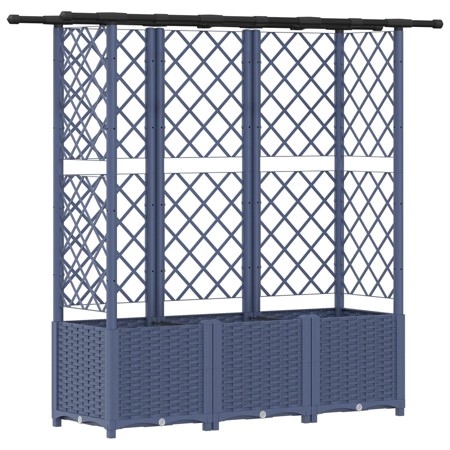 Verhoogd Bed met Trellis en Dak Grijs 162,5 x 40 x 138 cm PP