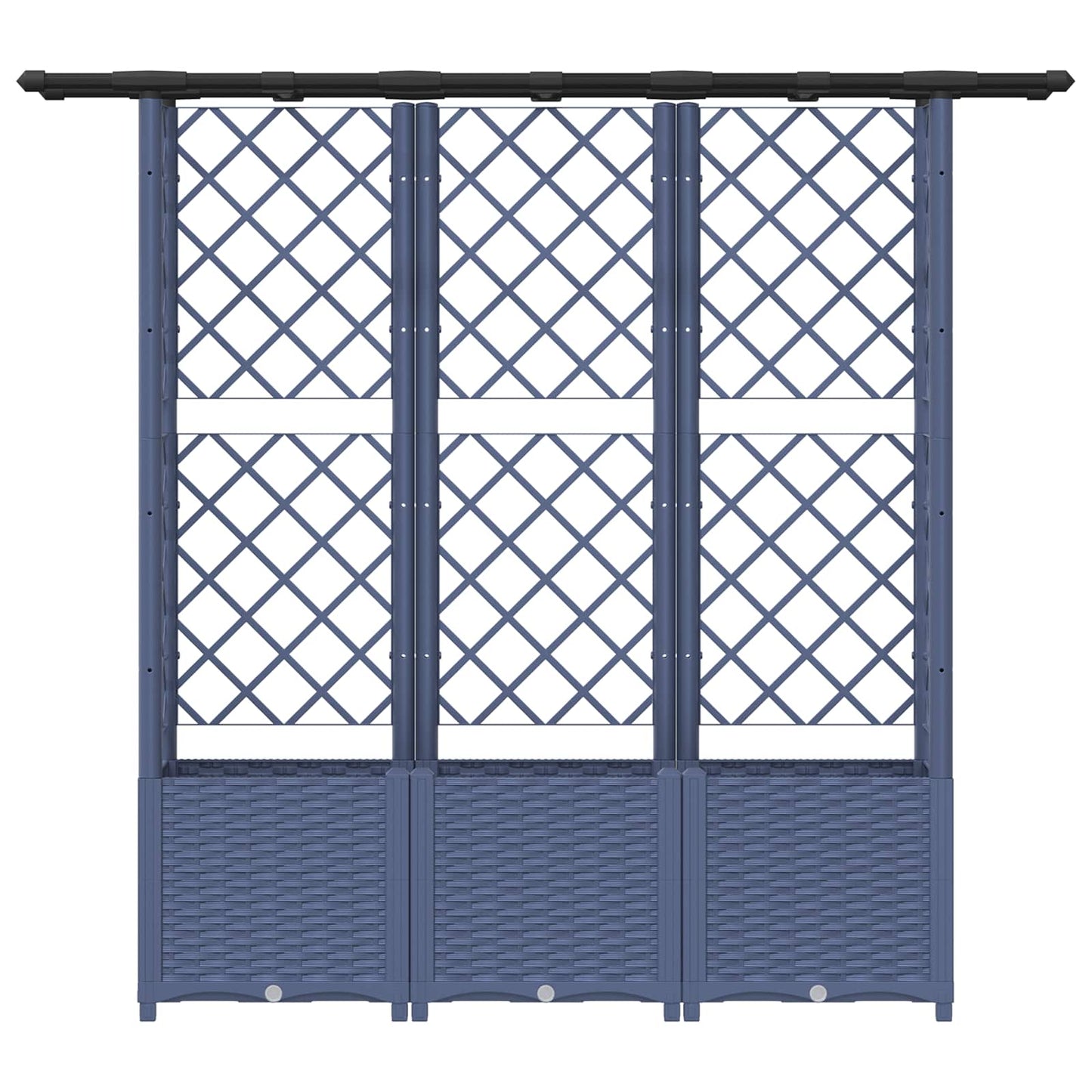 Verhoogd Bed met Trellis en Dak Grijs 162,5 x 40 x 138 cm PP
