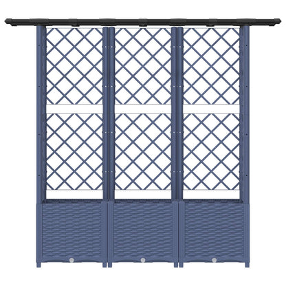 Verhoogd Bed met Trellis en Dak Grijs 162,5 x 40 x 138 cm PP