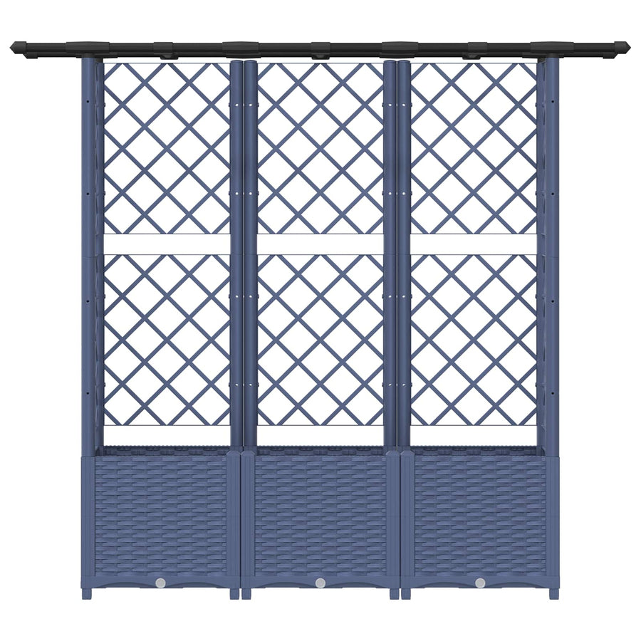 Verhoogd Bed met Trellis en Dak Grijs 162,5 x 40 x 138 cm PP