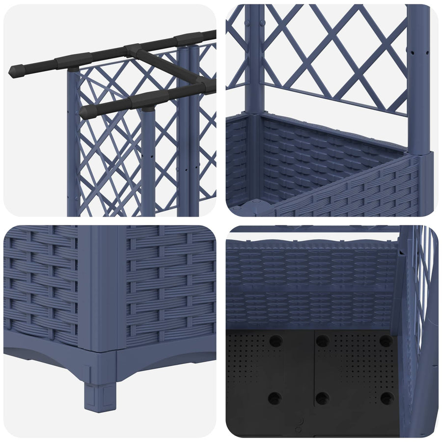 Verhoogd Bed met Trellis en Dak Grijs 203 x 40 x 138 cm PP