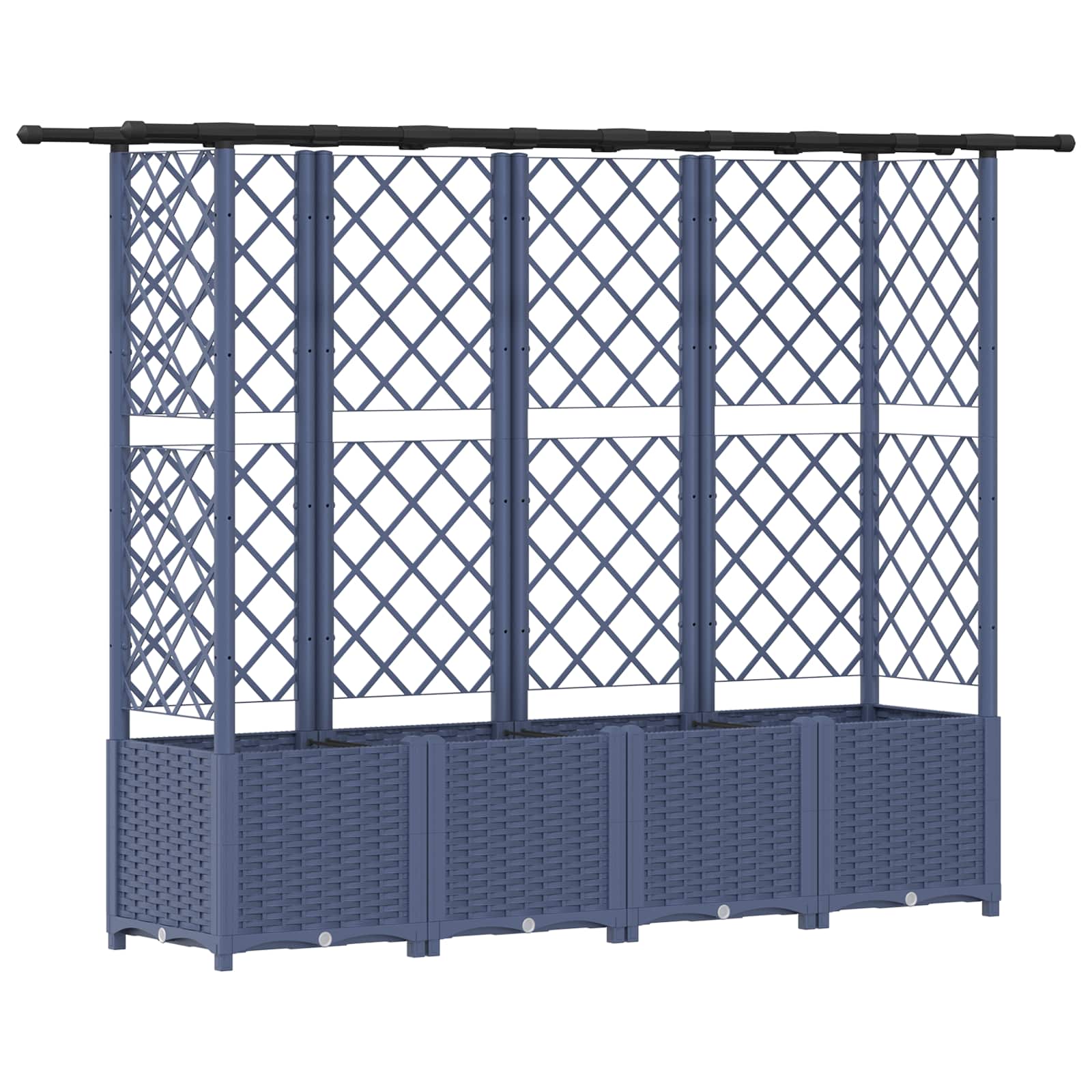 Verhoogd Bed met Trellis en Dak Grijs 203 x 40 x 138 cm PP