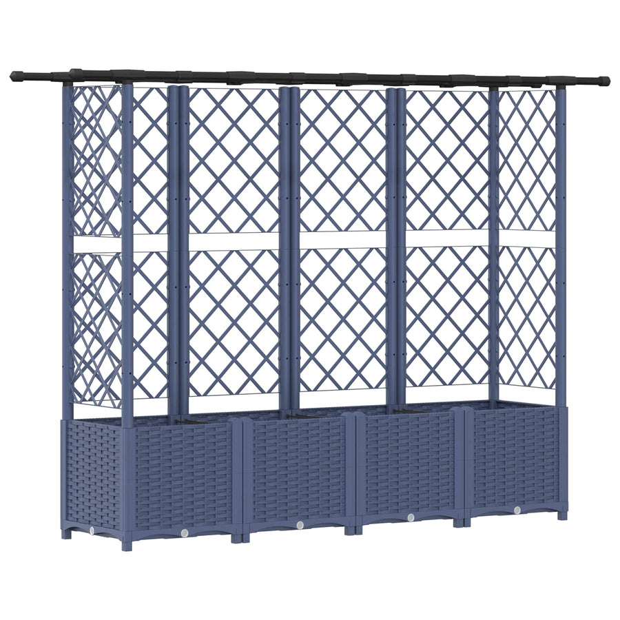Verhoogd Bed met Trellis en Dak Grijs 203 x 40 x 138 cm PP