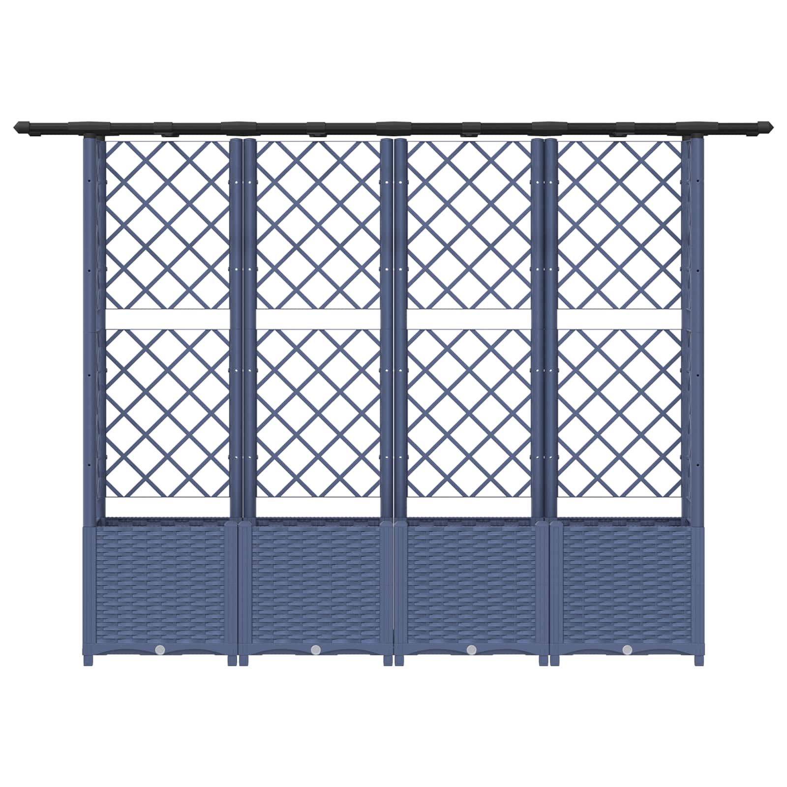 Verhoogd Bed met Trellis en Dak Grijs 203 x 40 x 138 cm PP