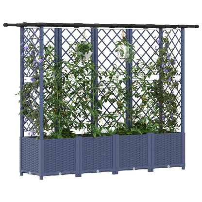 Verhoogd Bed met Trellis en Dak Grijs 203 x 40 x 138 cm PP