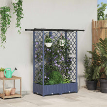 Verhoogd Bed met Trellis en Dak Grijs 124 x 40 x 123 cm PP