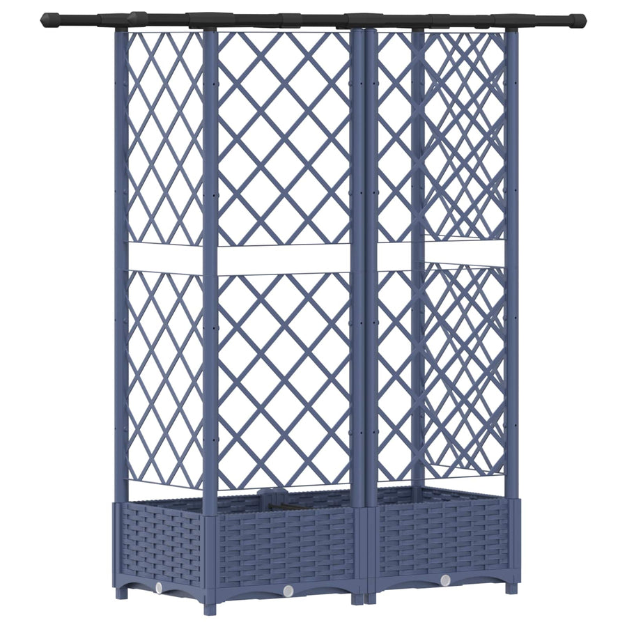 Verhoogd Bed met Trellis en Dak Grijs 124 x 40 x 123 cm PP