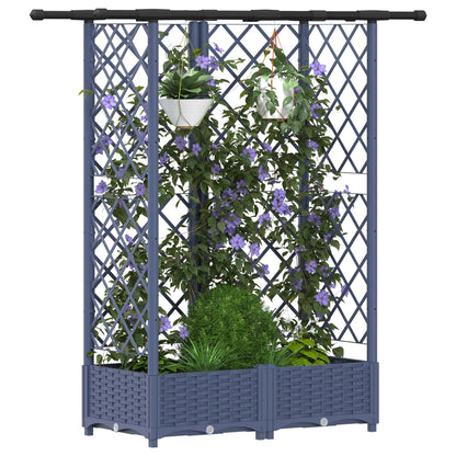 Verhoogd Bed met Trellis en Dak Grijs 124 x 40 x 123 cm PP