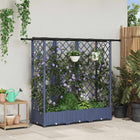 Verhoogd tuinbed 164x40x123 cm grijs PP met trellis en dak