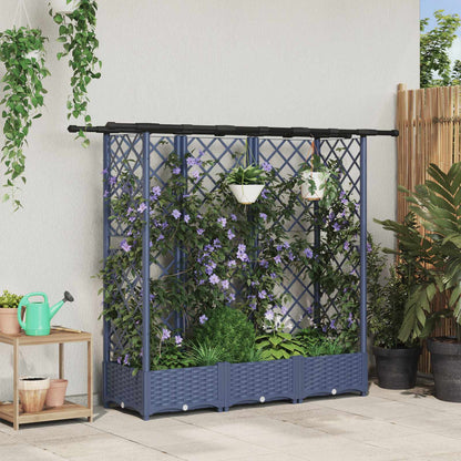 Verhoogd Bed met Trellis en Dak Grijs 164 x 40 x 123 cm PP