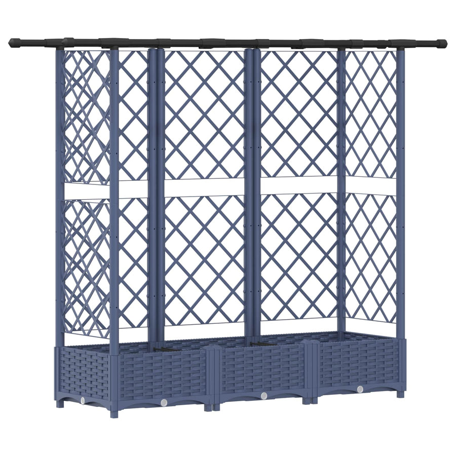 Verhoogd Bed met Trellis en Dak Grijs 164 x 40 x 123 cm PP