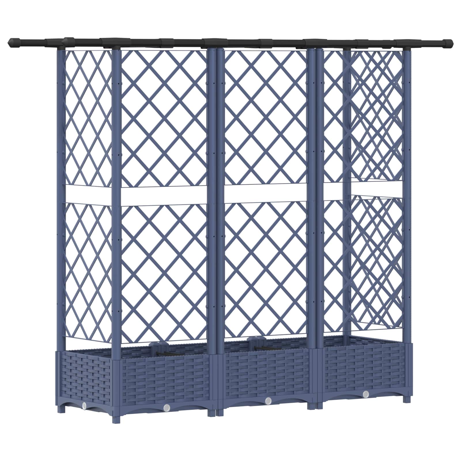 Verhoogd Bed met Trellis en Dak Grijs 164 x 40 x 123 cm PP