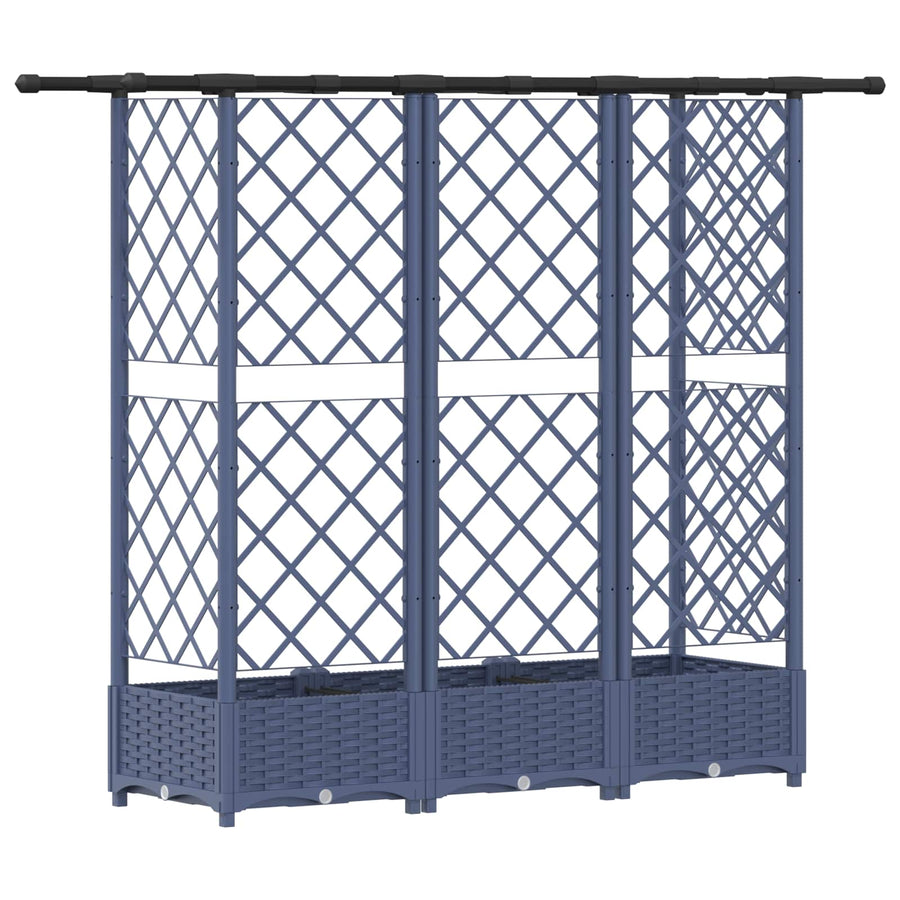 Verhoogd Bed met Trellis en Dak Grijs 164 x 40 x 123 cm PP