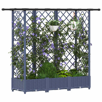 Verhoogd Bed met Trellis en Dak Grijs 164 x 40 x 123 cm PP