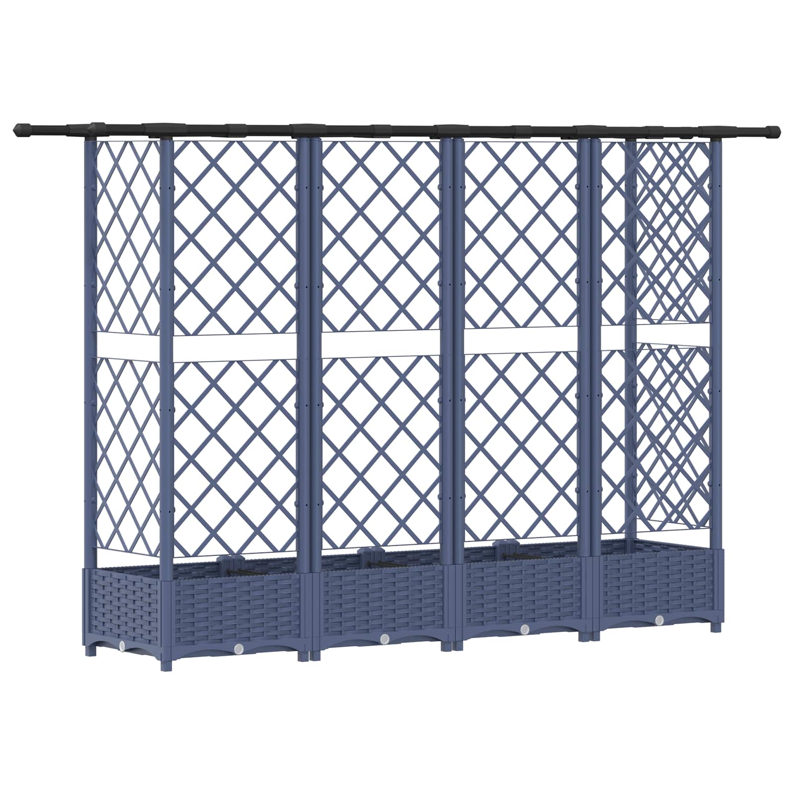 Verhoogd Bed met Trellis en Dak Grijs 202,5 x 40 x 123 cm PP