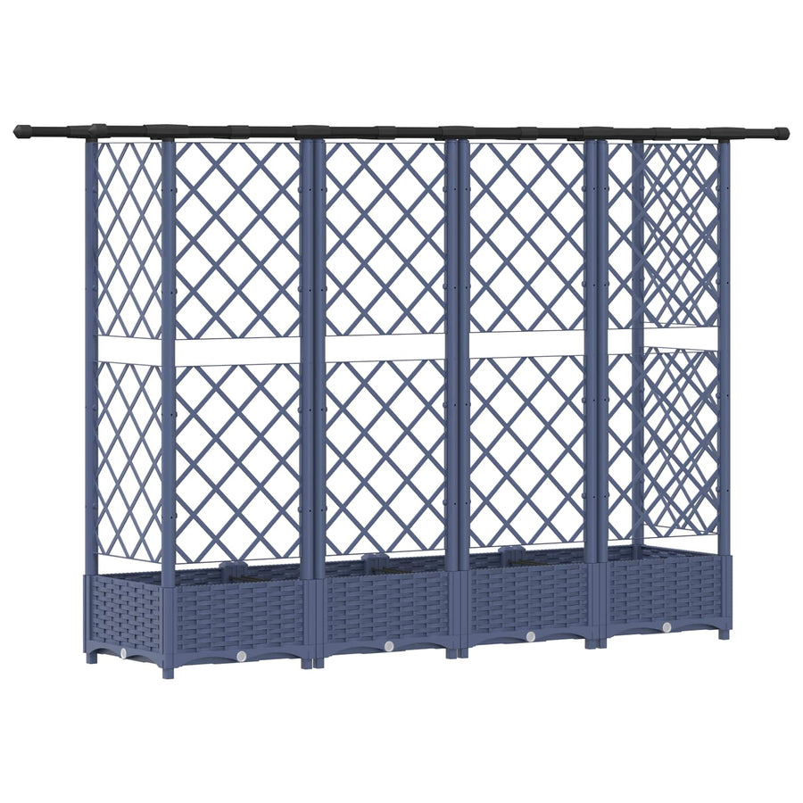 Verhoogd Bed met Trellis en Dak Grijs 202,5 x 40 x 123 cm PP