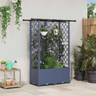 Verhoogd tuinbed met trellis en dak 124x40x138 cm grijs PP