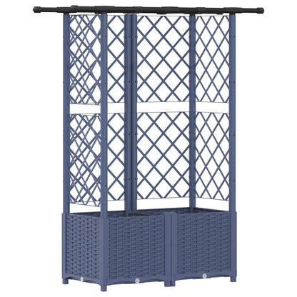 Verhoogd Bed met Trellis en Dak Grijs 124 x 40 x 138 cm PP