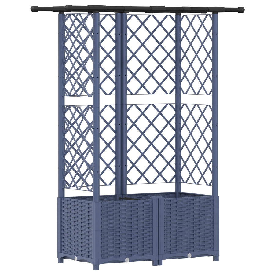 Verhoogd Bed met Trellis en Dak Grijs 124 x 40 x 138 cm PP