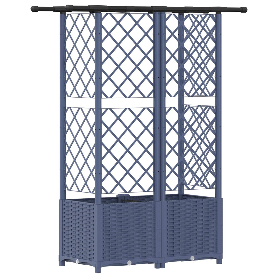 Verhoogd Bed met Trellis en Dak Grijs 124 x 40 x 138 cm PP